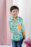 Dino Paradise Printed Full Sleeve Cotton Shirt For Boys
