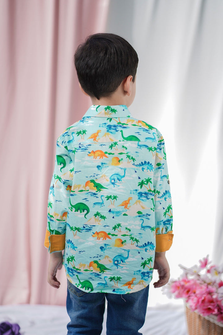 "Dino-Roar" Boys Cotton Shirt - CuddlesClothing