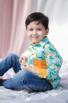 Dino Paradise Printed Full Sleeve Cotton Shirt For Boys