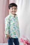 Turtles And Fishes Printed Full Sleeve Cotton Shirt For Boys