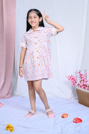 Girls Pink Flamingo Cotton Summer Dress - CuddlesClothing