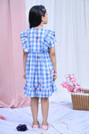 Blue Ruffled Unicorn Embroidery Dress