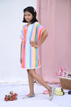 Multi Stripe Printed Kaftan Dress
