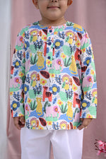 Load image into Gallery viewer, "Jungle Safari" Kids Kurta Style Nightsuit - CuddlesClothing