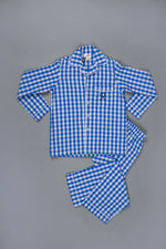 Load image into Gallery viewer, Classic Blue Check PJ Set - CuddlesClothing