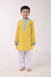 Boys Cotton Leheriya Print Festive Kurta Pajama Set - CuddlesClothing