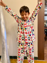 Kids Falala Christmas Flannel Nightsuit - CuddlesClothing