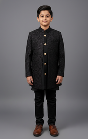 Black Embroidered Front Open Jodhpuri 3-Piece Set for Boys - CuddlesClothing