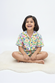 Girls Floral Print Cotton Breathable Kids Summer Nightsuit - CuddlesClothing