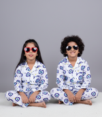 Load image into Gallery viewer, Evil Eye Print Cotton Kids Nightsuit - CuddlesClothing