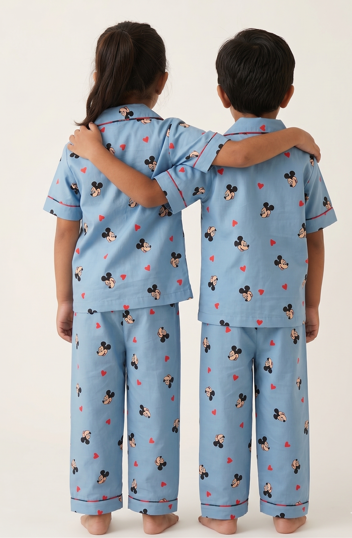 Mickey Hearts Cotton Poplin Kids Nightsuit Set