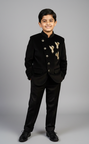 Boys' Black Velvet Jodhpuri Set - CuddlesClothing