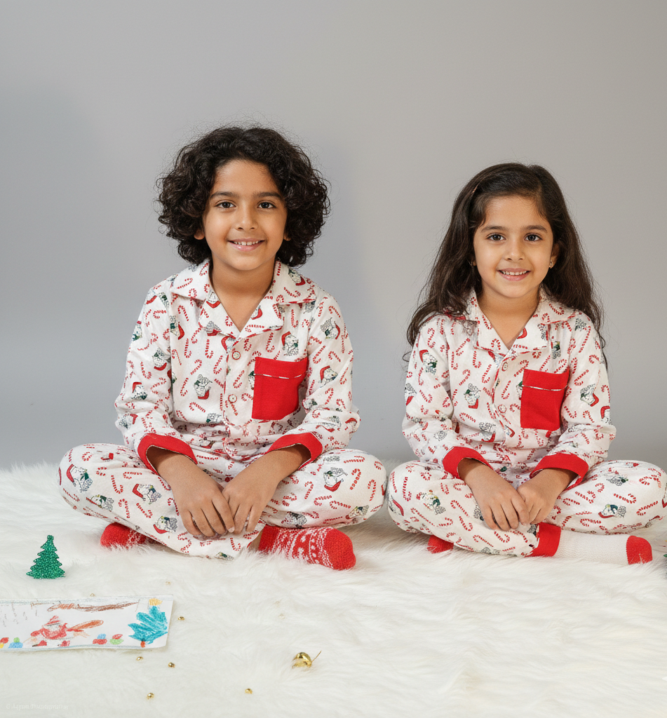 Snoopy Print Kids Flannel Nightsuit - CuddlesClothing