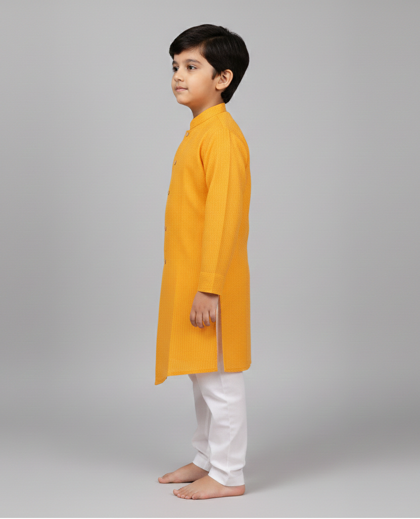 Trendy Front Open Asymmetric Kurta Pajama Set for Boys with Stitch Lines - CuddlesClothing