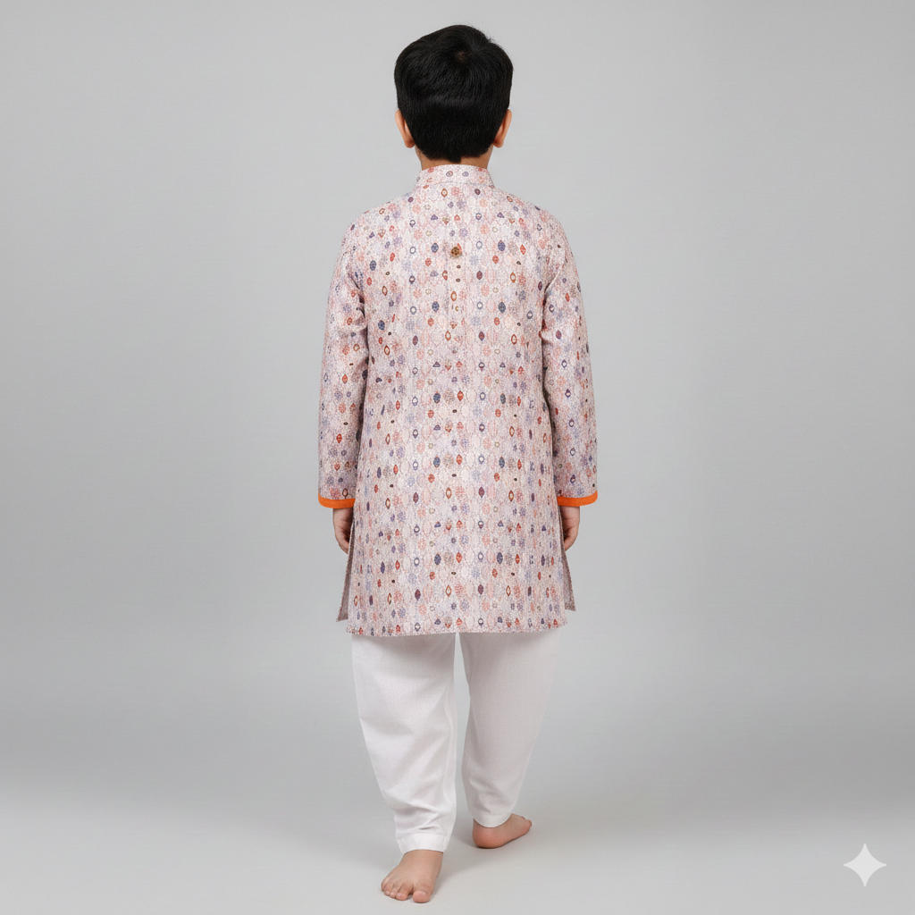Stylish Modal Satin Printed Kurta Pajama Set for Boys - CuddlesClothing