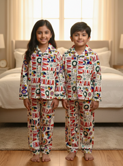 Kids Falala Christmas Flannel Nightsuit - CuddlesClothing