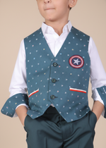 Load image into Gallery viewer, Boys Captain America 3-Piece Suit - Waistcoat &amp; Superhero Formal Wear - CuddlesClothing