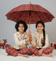 Winter Village Print Kids Flannel Nightsuit - CuddlesClothing