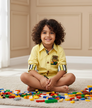 Boys Yellow Lego Embroidered Shirt - CuddlesClothing