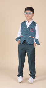 Load image into Gallery viewer, Boys Captain America 3-Piece Suit - Waistcoat &amp; Superhero Formal Wear - CuddlesClothing
