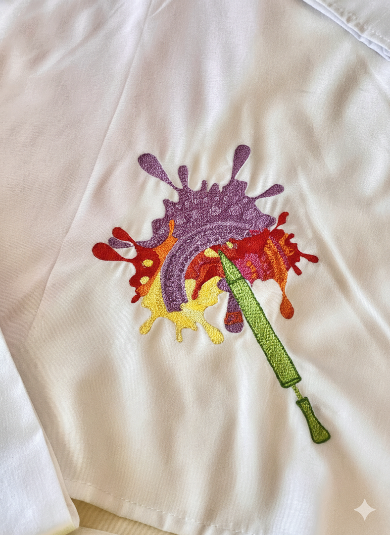 Boys White Cotton Kurta Pajama - Colorful Pichkari Embroidery - CuddlesClothing