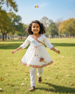 Load image into Gallery viewer, Girls White Frock Style Kurta Set - CuddlesClothing
