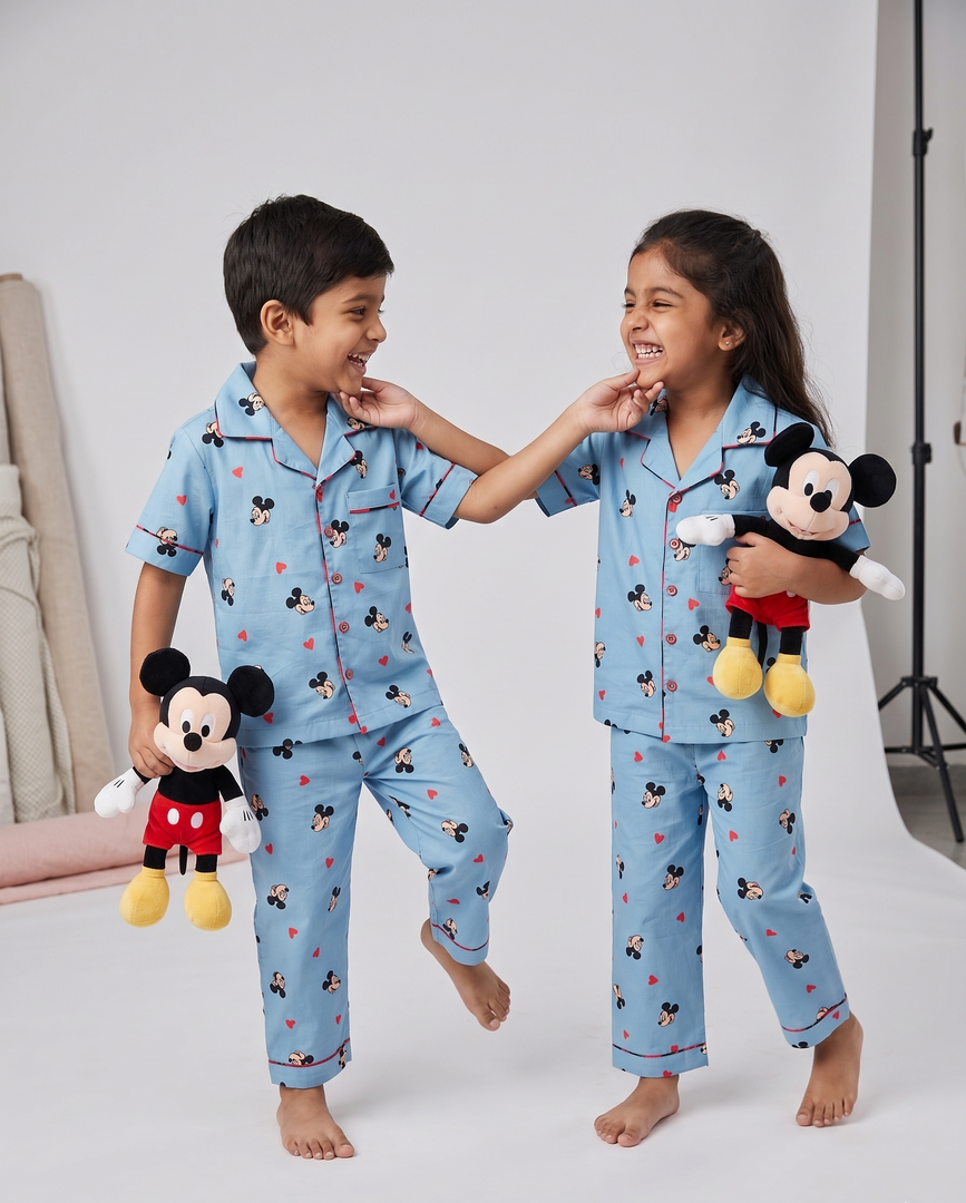 Mickey Hearts Cotton Poplin Kids Nightsuit Set