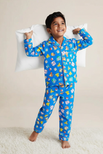 Load image into Gallery viewer, Boys Blue Pokémon Print Cotton Nightsuit Set - CuddlesClothing