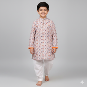 Stylish Modal Satin Printed Kurta Pajama Set for Boys - CuddlesClothing