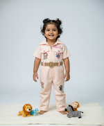 Load image into Gallery viewer, Peach Embroidered Jumpsuit for Baby Girls - CuddlesClothing