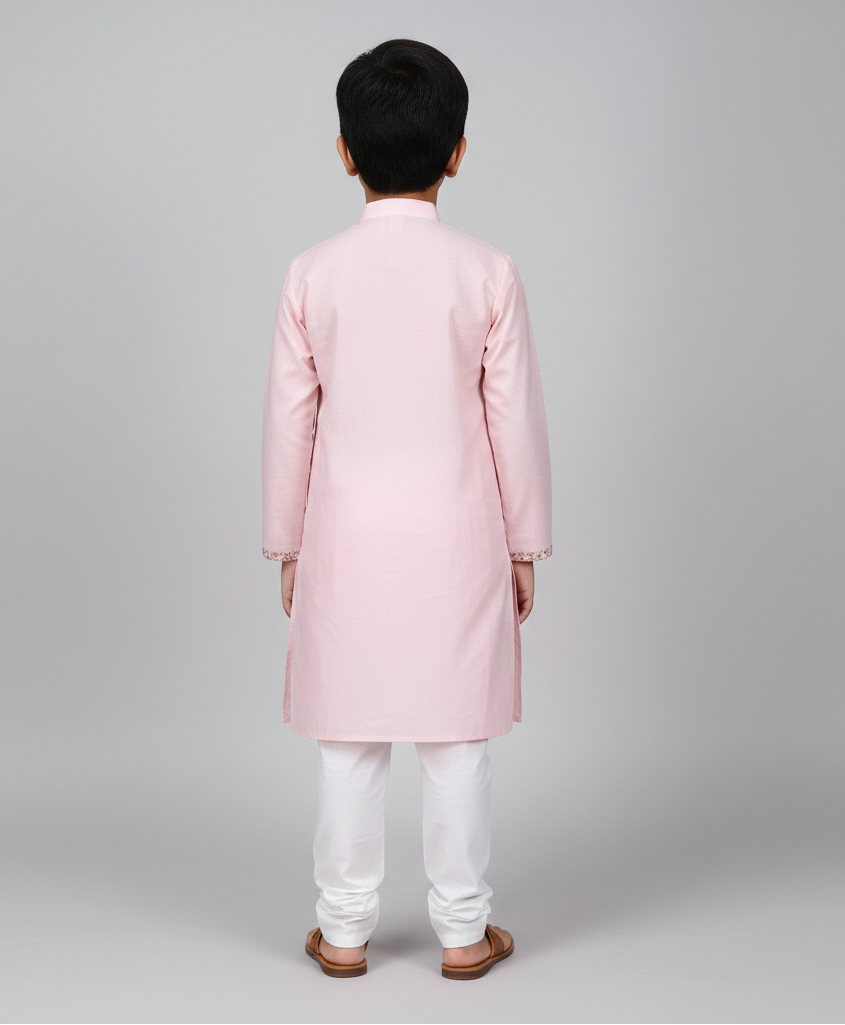 Soft Cotton Poplin Baby Pink Kurta Pajama Set for Boys - CuddlesClothing