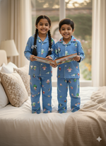 Load image into Gallery viewer, Snowy Day Fun: Penguin &amp; Frog Winter Flannel PJ Set - CuddlesClothing