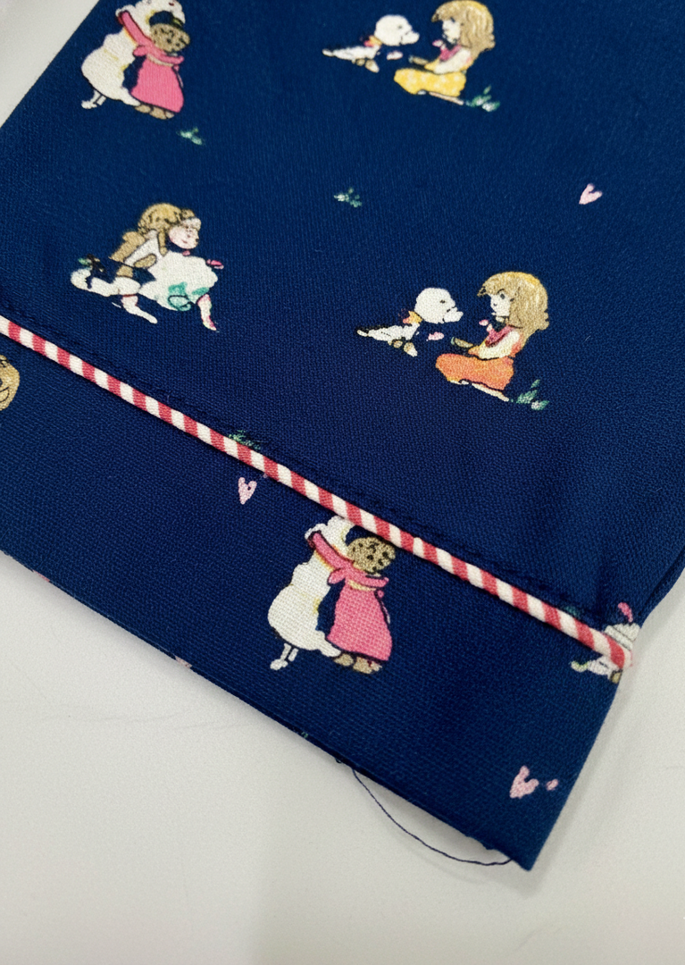 Navy Blue Girl & Pup Print Cotton Nightsuit - CuddlesClothing