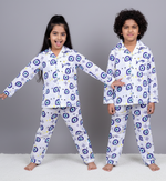 Load image into Gallery viewer, Evil Eye Print Cotton Kids Nightsuit - CuddlesClothing
