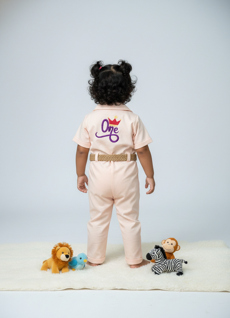 Peach Embroidered Jumpsuit for Baby Girls - CuddlesClothing