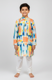 Boys Multi-Color Abstract Print Cotton Kurta Pajama Set - CuddlesClothing