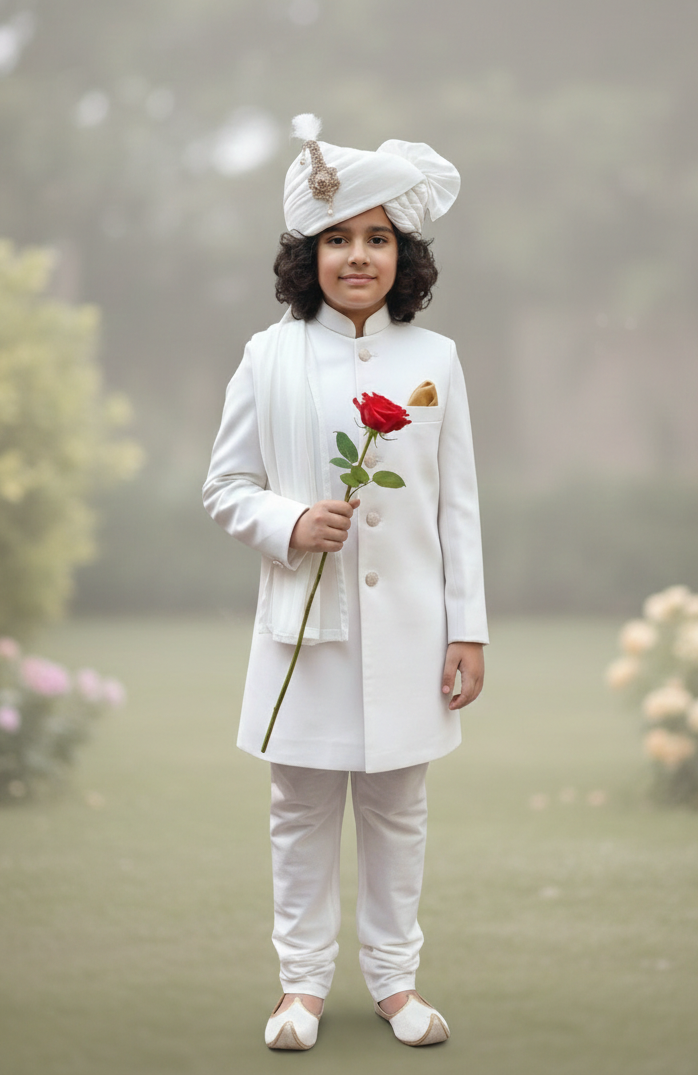 Regal Ivory Japanese Silk Sherwani - CuddlesClothing