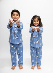 Kids Polar Bear Flannel Nightsuit - CuddlesClothing