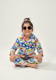 Vibrant Floral Cotton Muslin Nightsuit for Kids - CuddlesClothing