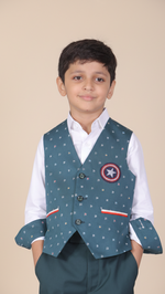 Load image into Gallery viewer, Boys Captain America 3-Piece Suit - Waistcoat &amp; Superhero Formal Wear - CuddlesClothing