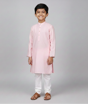 Soft Cotton Poplin Baby Pink Kurta Pajama Set for Boys - CuddlesClothing