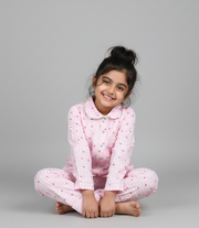 Pink Gingham Strawberry Cotton Nightsuit for Kids - CuddlesClothing