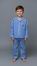 Load image into Gallery viewer, Classic Blue Check PJ Set - CuddlesClothing