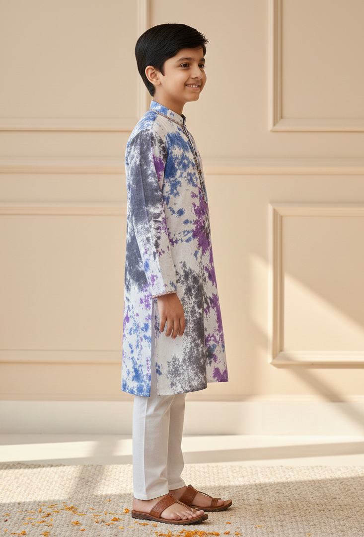 Purple Tie and Dye Kurta Pajama - CuddlesClothing