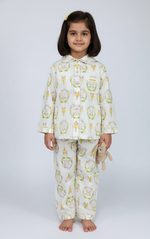 Load image into Gallery viewer, Bunny Print Cotton Nightsuit for Girls - CuddlesClothing