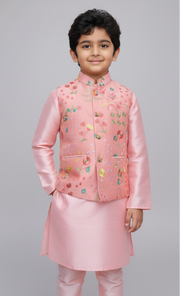 Gulraaj Kurta Set – Blush Pink Embroidered Jacket Set - CuddlesClothing