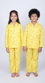 Load image into Gallery viewer, Kids Yellow Safari Animal Cotton Nightsuit - CuddlesClothing