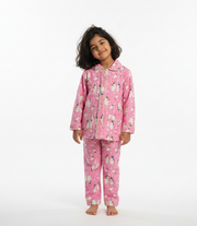 Pink Penguin Print Flannel Nightsuit for Kids - CuddlesClothing