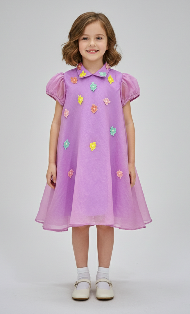Lavender Dreams Organza Party Dress - CuddlesClothing