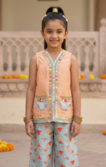 Load image into Gallery viewer, Peach Sleeveless Top and Palazzo Co-ord Set - CuddlesClothing